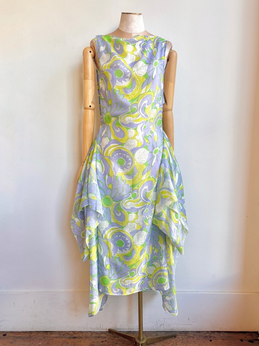Zero-Waste Dress in Lavender and Citron Flower Sketch