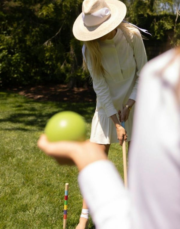 Zinnia Sun Hat - Long Ivory Grosgrain Ribbon - Image 4