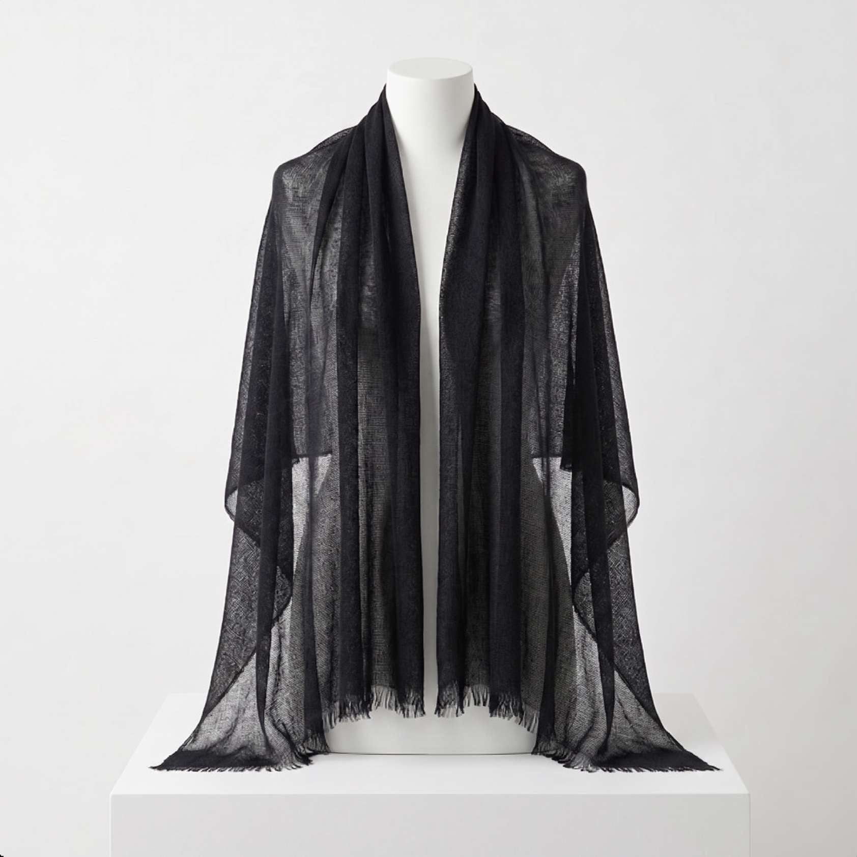 Cashmere Pashmina Shawl - Dolpo Ebony Black - Image 1