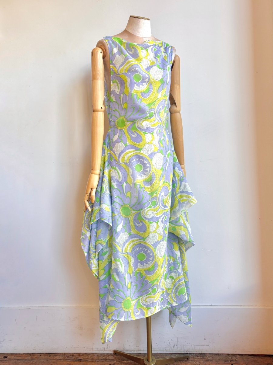 Zero-Waste Dress in Lavender and Citron Flower Sketch - Image 3