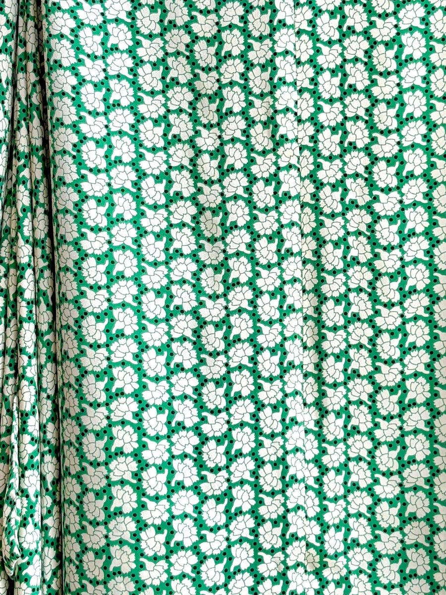 Zero-Waste Dress in Spring Green Silk Floral Pattern - Image 7