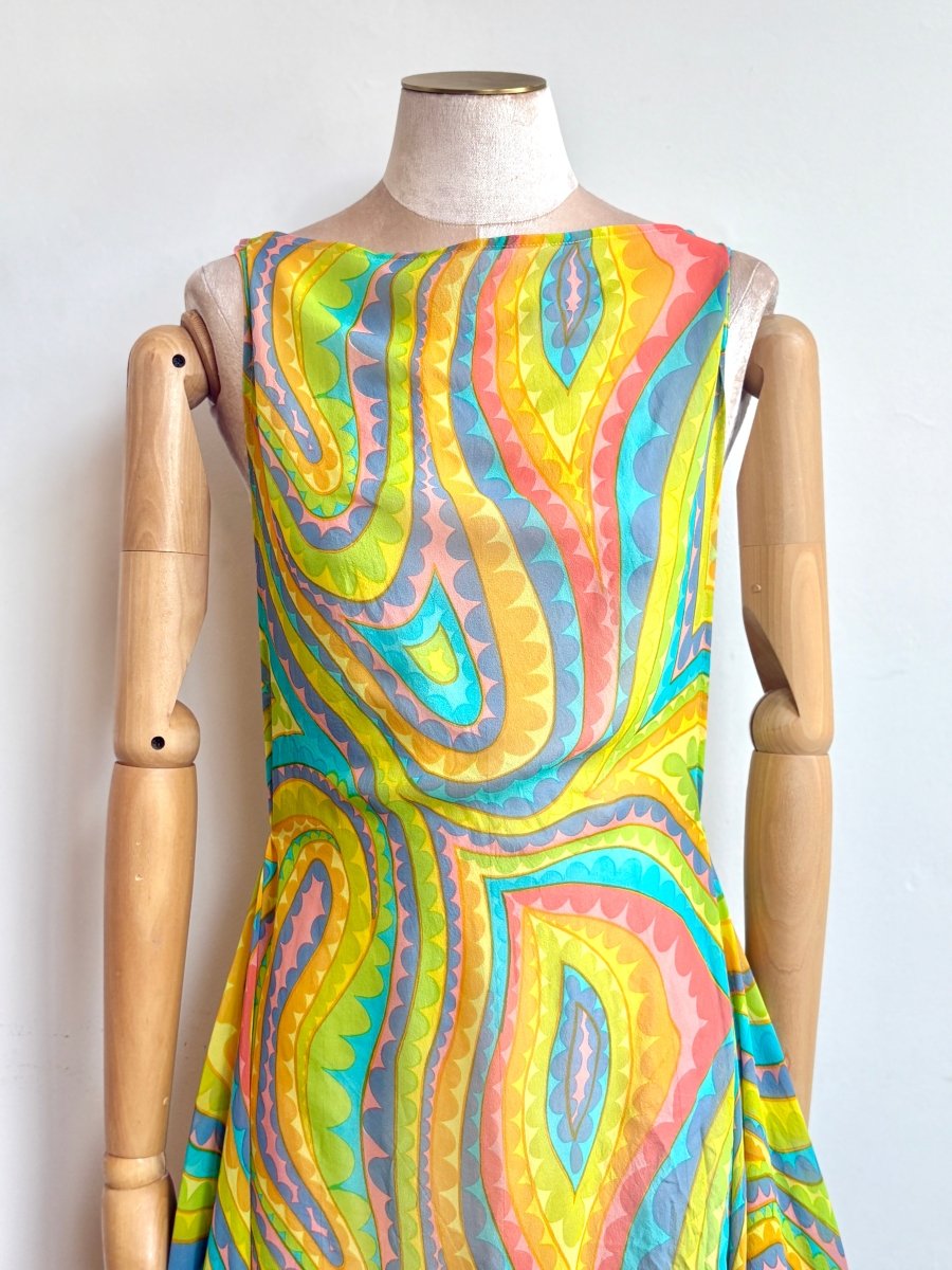 Zero-Waste Dress in Neon Colors Groovy Swirl - Image 3