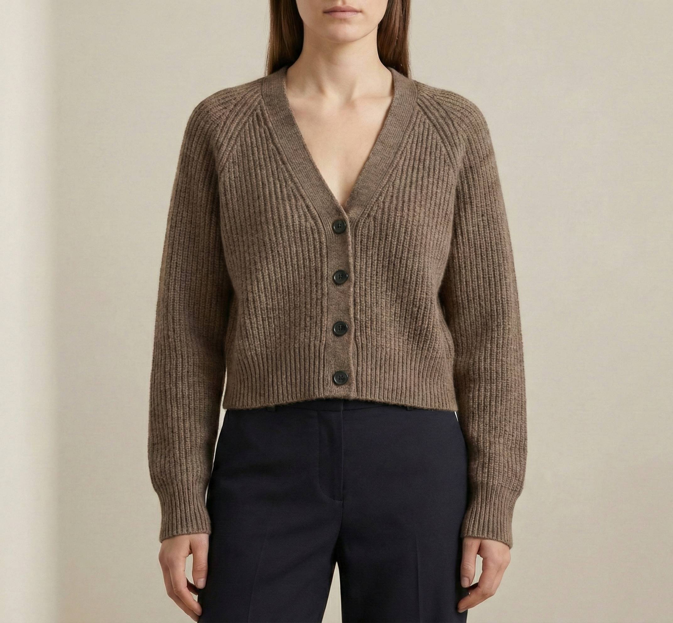 Women's Undyed Cashmere V-Neck Cardigan - Lhotse - Image 18