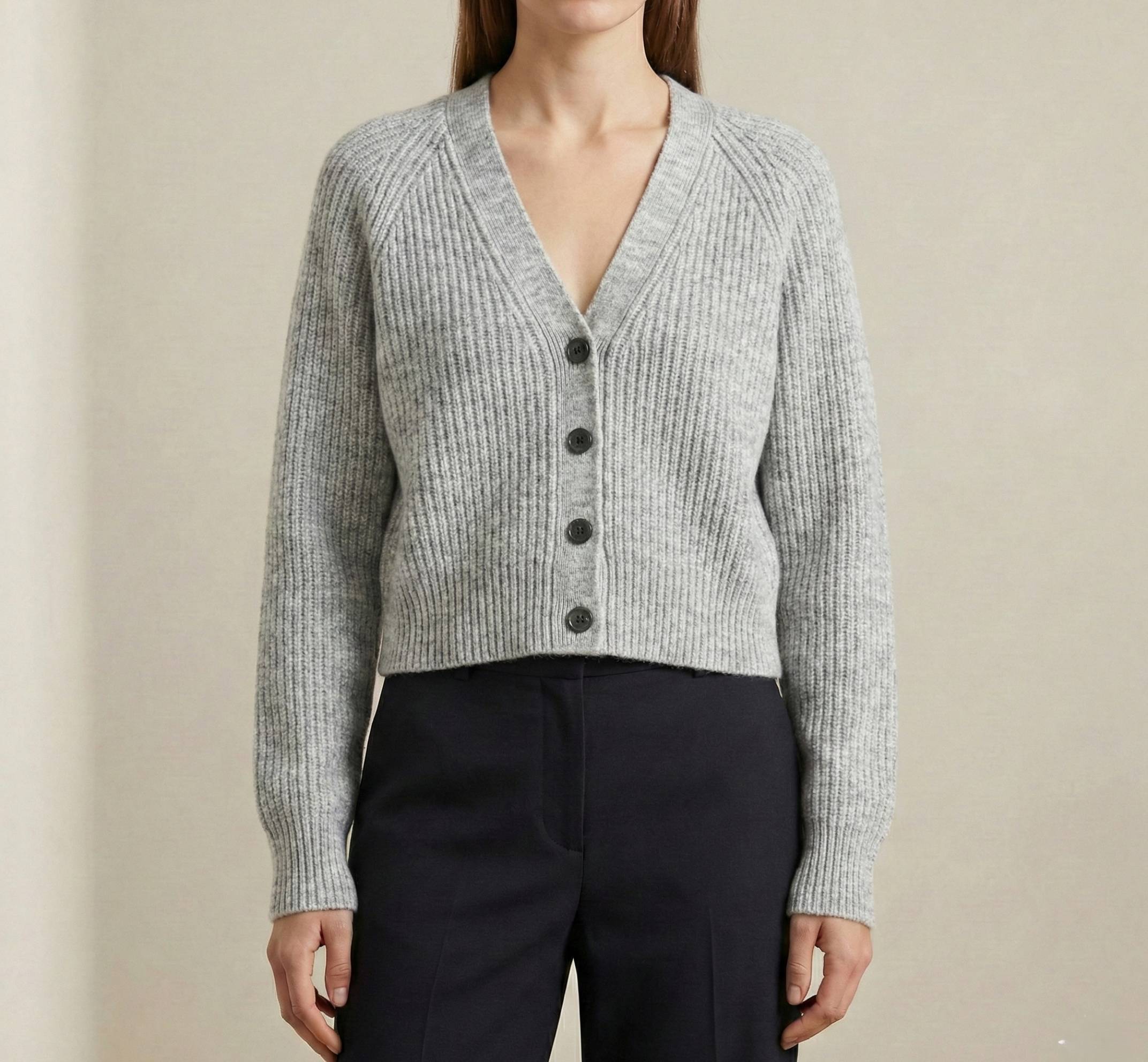 Women's Undyed Cashmere V-Neck Cardigan - Lhotse - Image 7