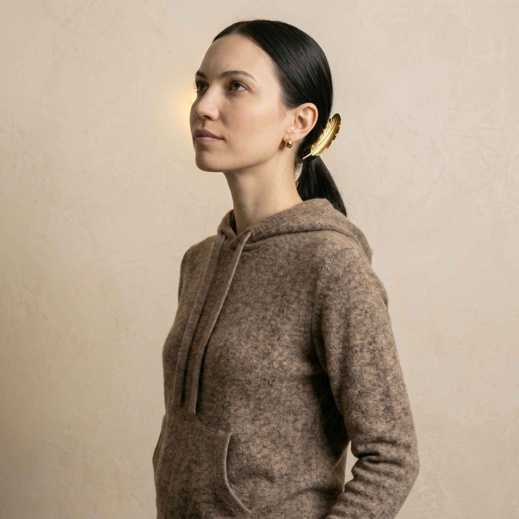 Women's Undyed Cashmere Hoodie - Natural Chyangra