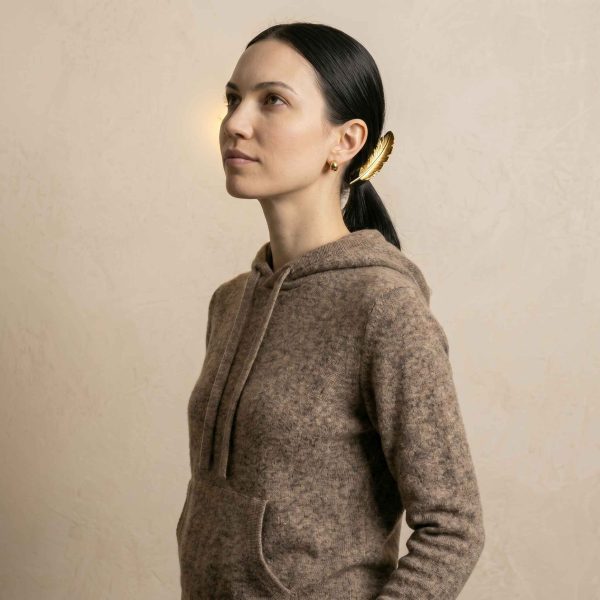 Women's Undyed Cashmere Hoodie - Natural Chyangra - Image 26
