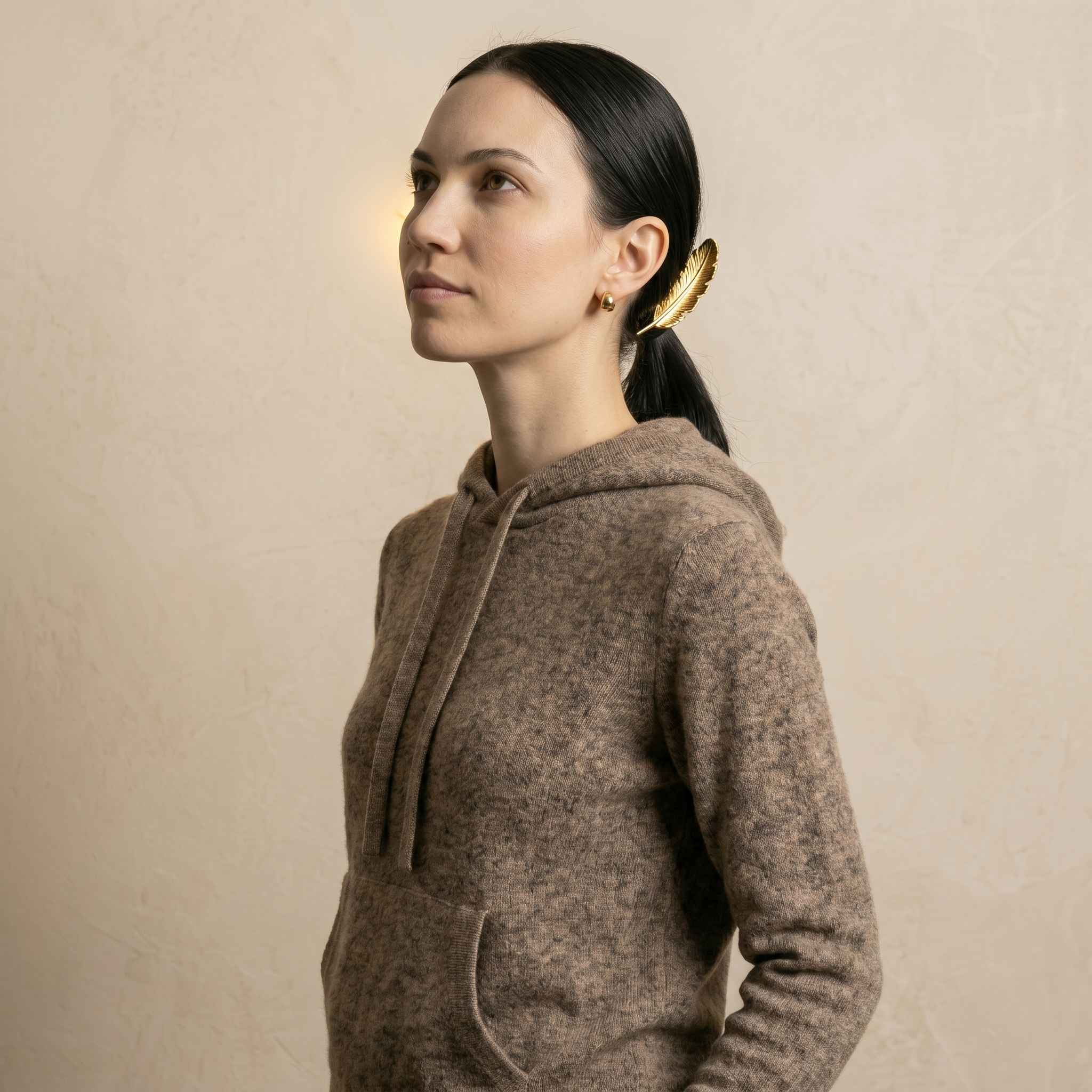 Women's Undyed Cashmere Hoodie - Natural Chyangra - Image 26