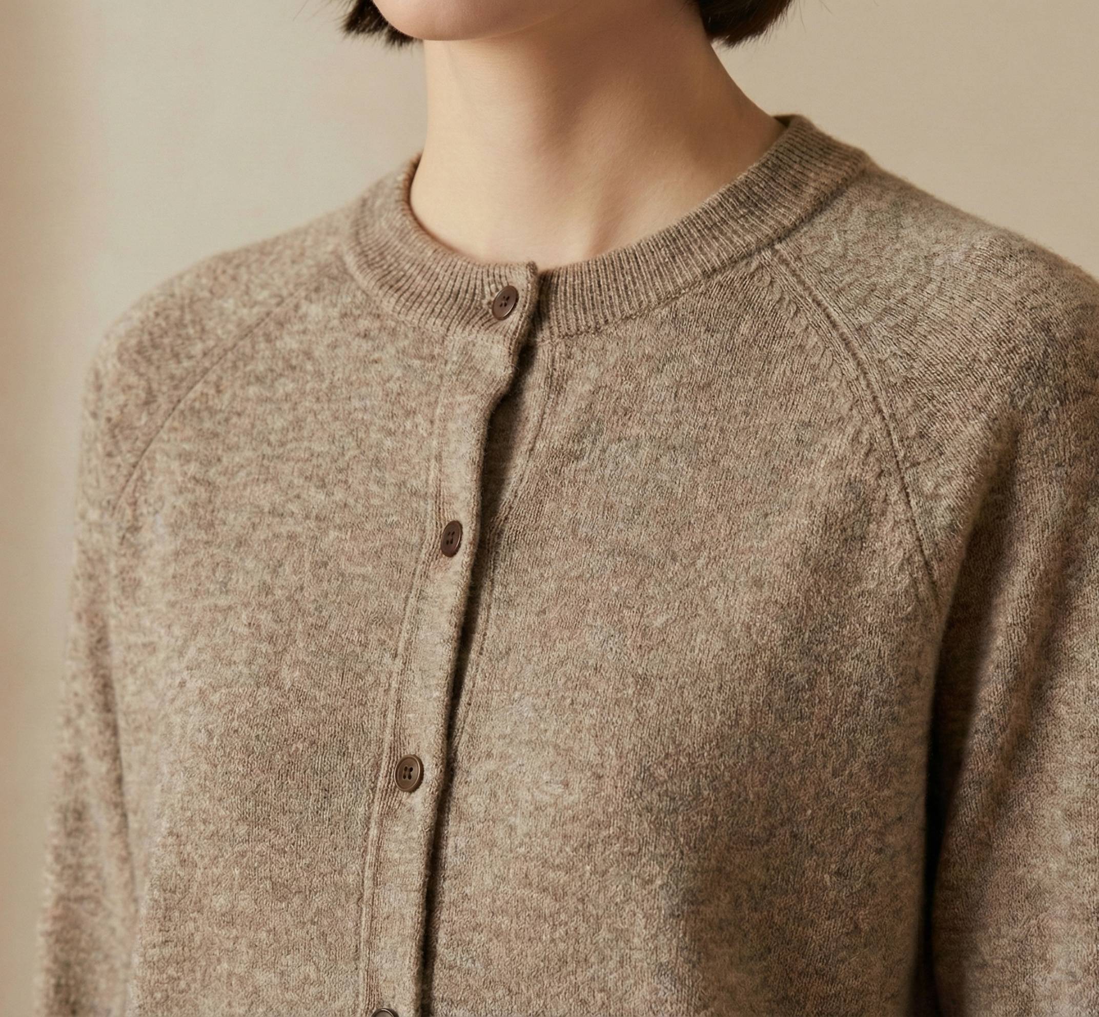 Women's Undyed Cashmere Cardigan - Pokhara Dense Knit - Image 14