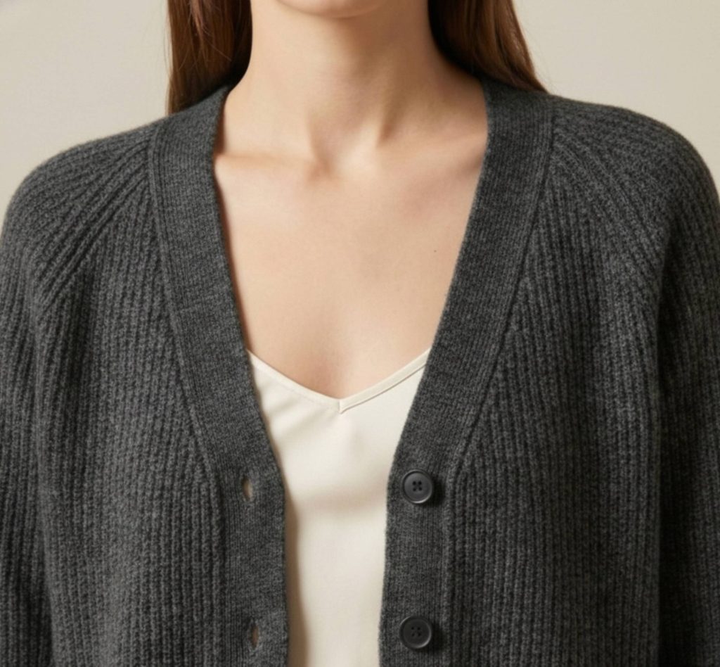 Women's Undyed Cashmere V-Neck Cardigan - Lhotse