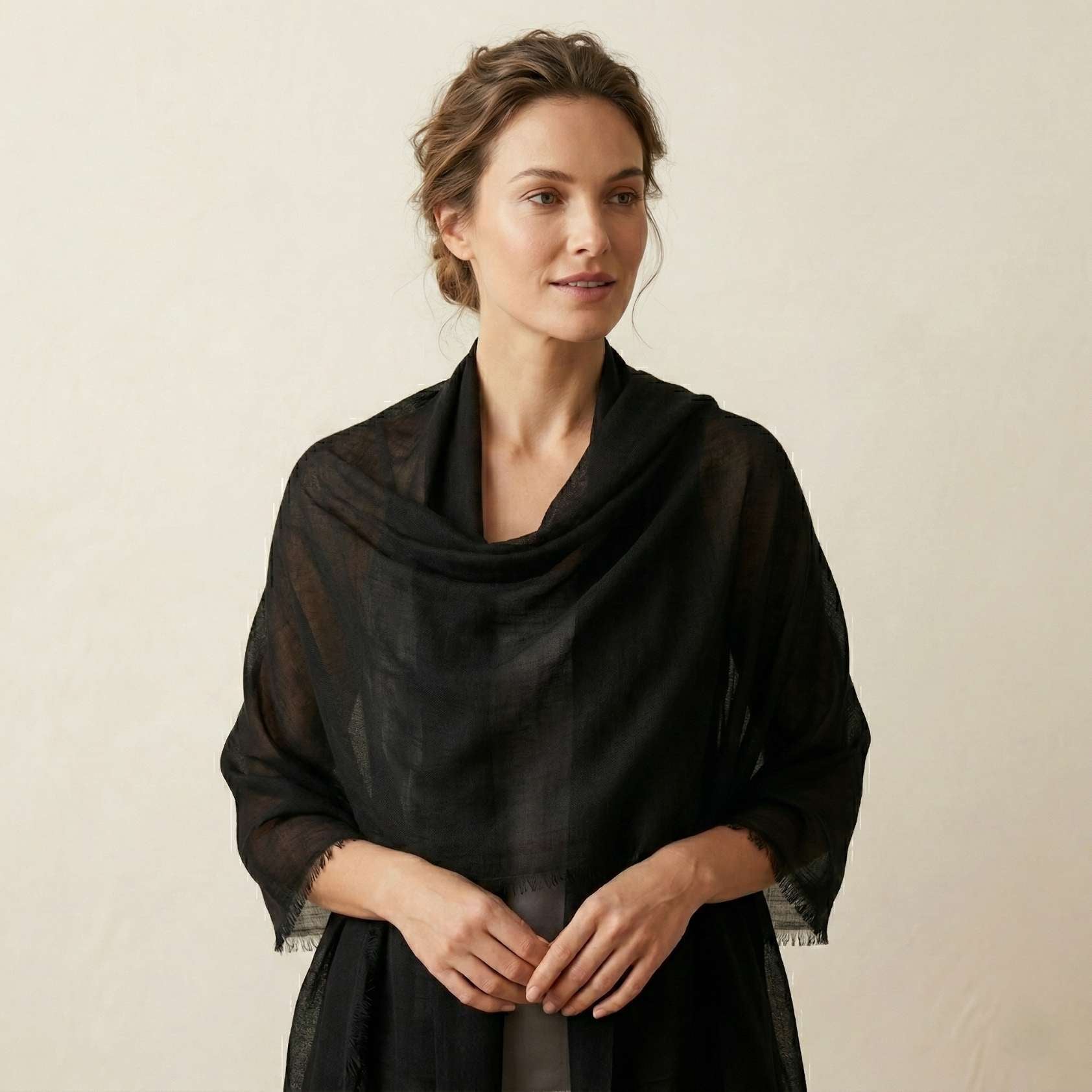 Cashmere Pashmina Shawl - Dolpo Ebony Black - Image 4