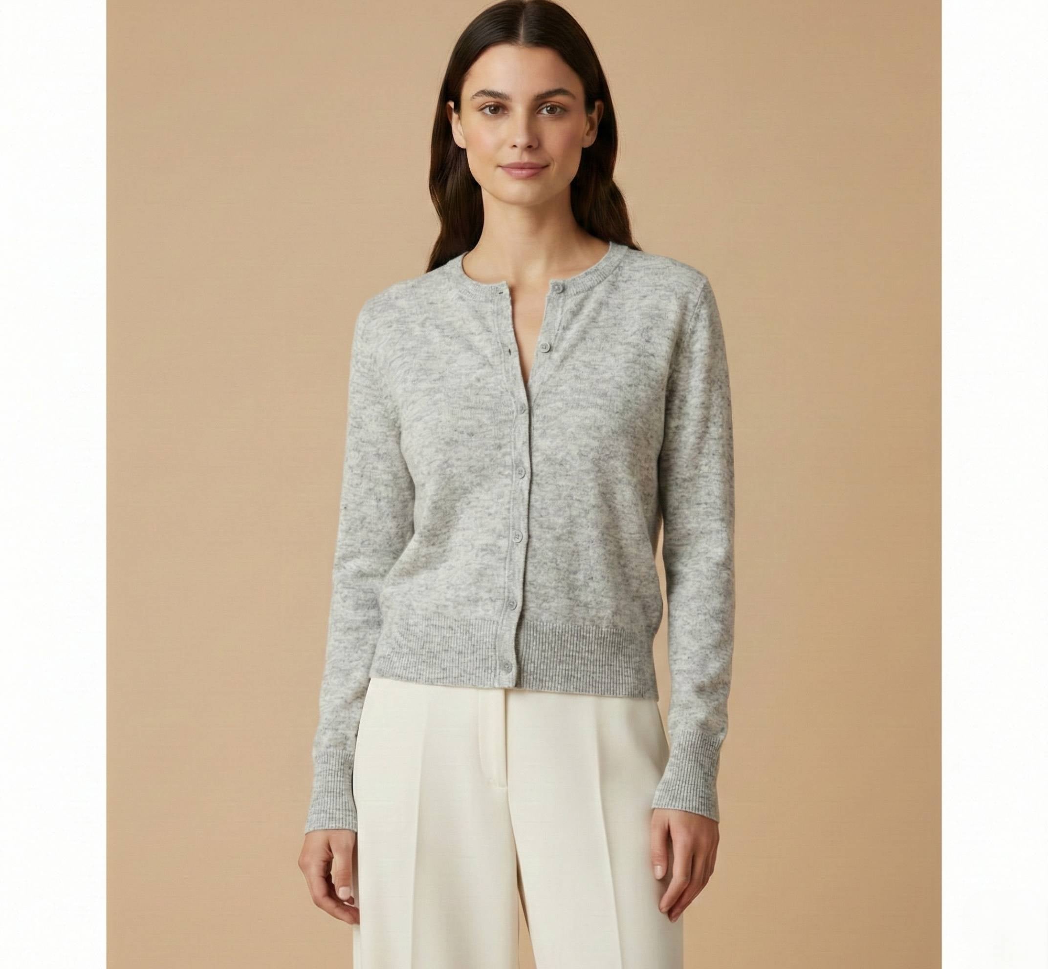 Women's Undyed Cashmere Cardigan - Pokhara Dense Knit - Image 6