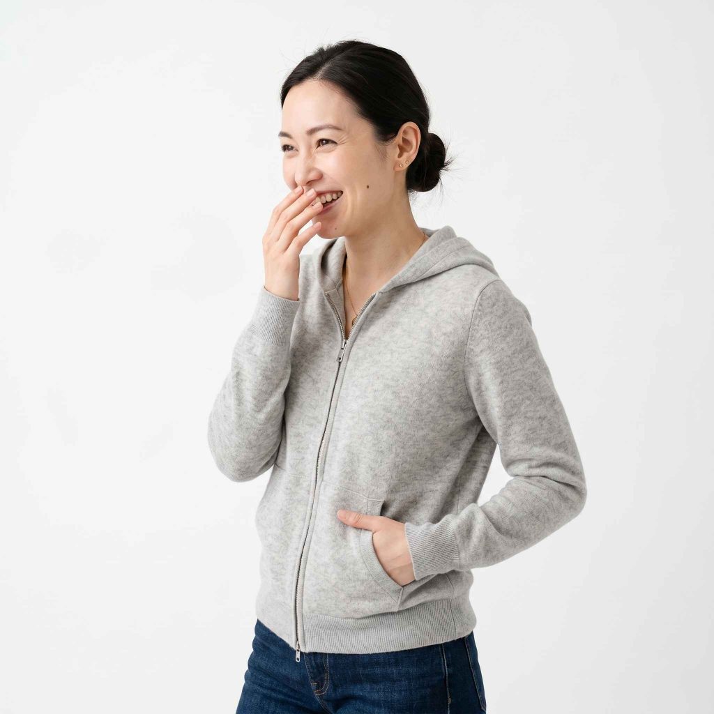 Women's Undyed Cashmere Zip Hoodie - Natural Melange