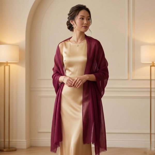 Cashmere Pashmina Shawl - Heritage Red & Mulberry - Image 4