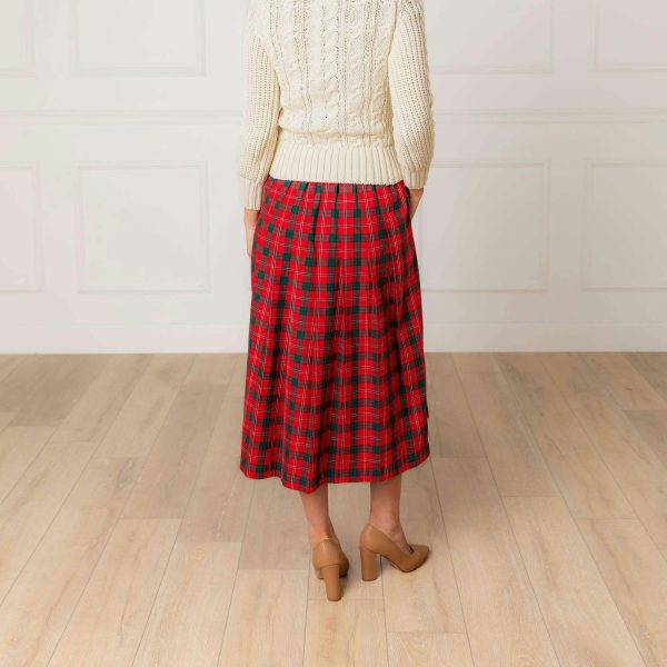 Organic Pleated Midi Skirt, Red - Image 4