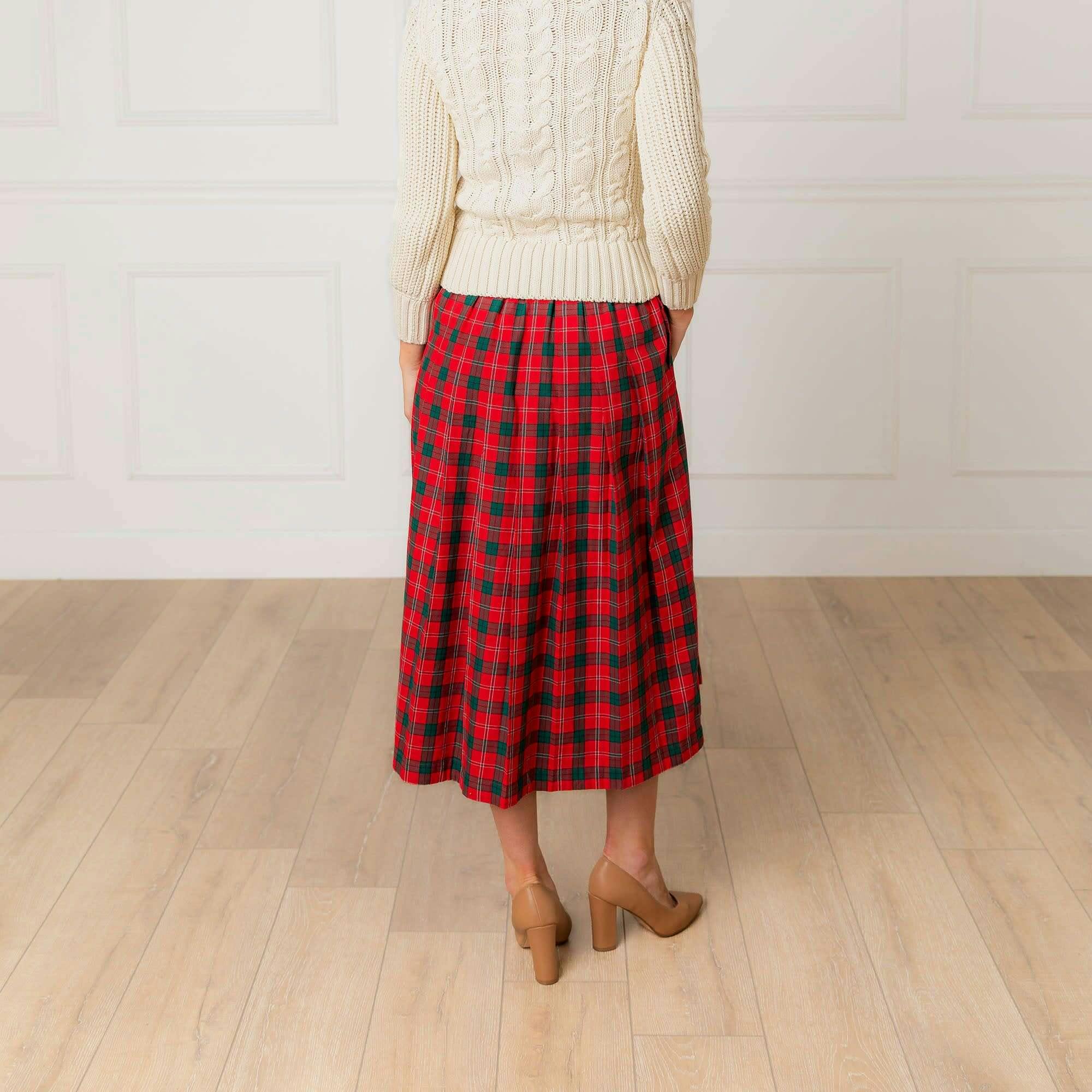 Organic Pleated Midi Skirt, Red - Image 4