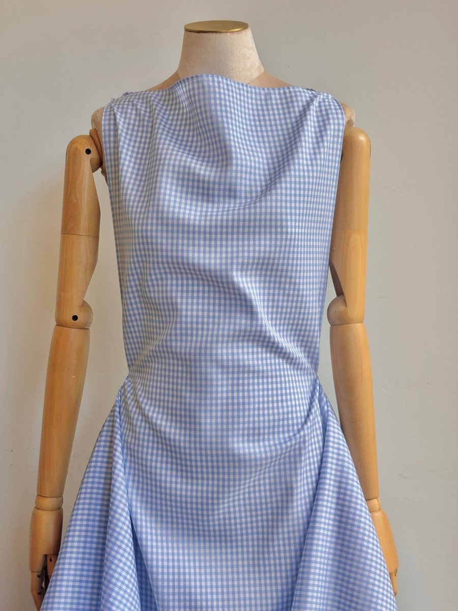 Zero-Waste Dress in Sky Blue Gingham - Image 2