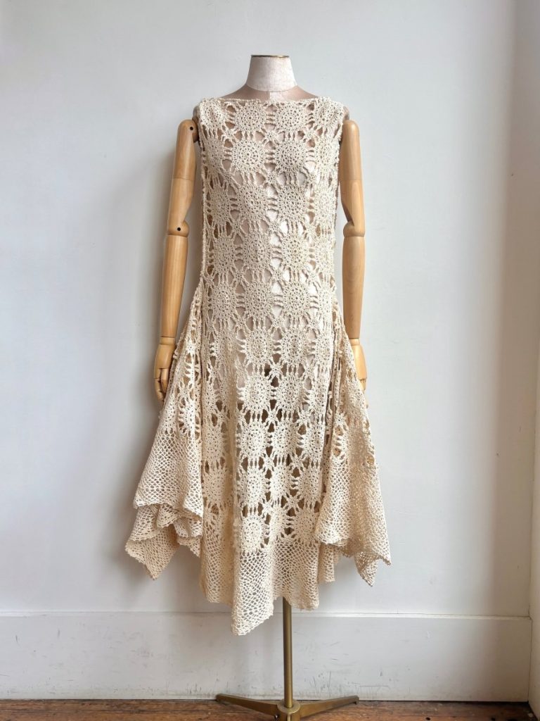 Zero-Waste Dress in Antique White Crochet Lace