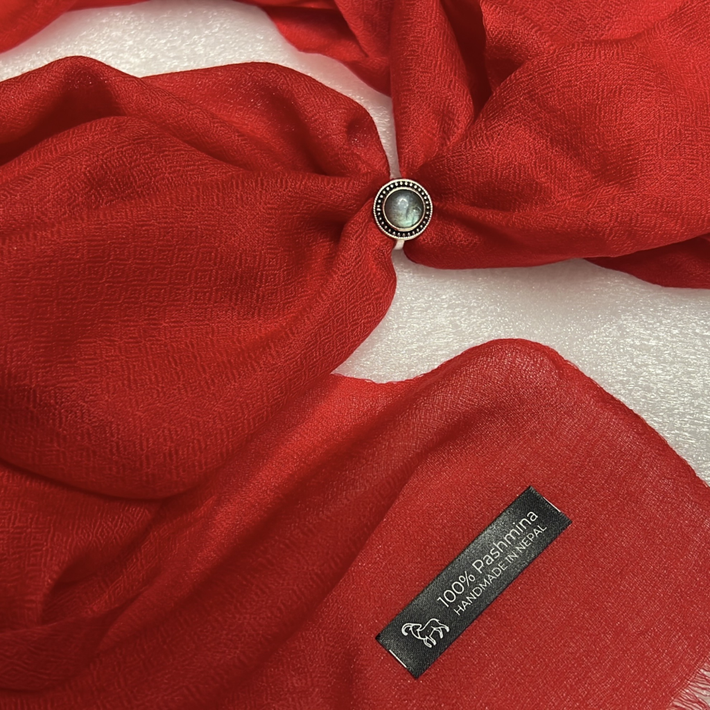 Cashmere Pashmina Shawl - Heritage Red & Mulberry
