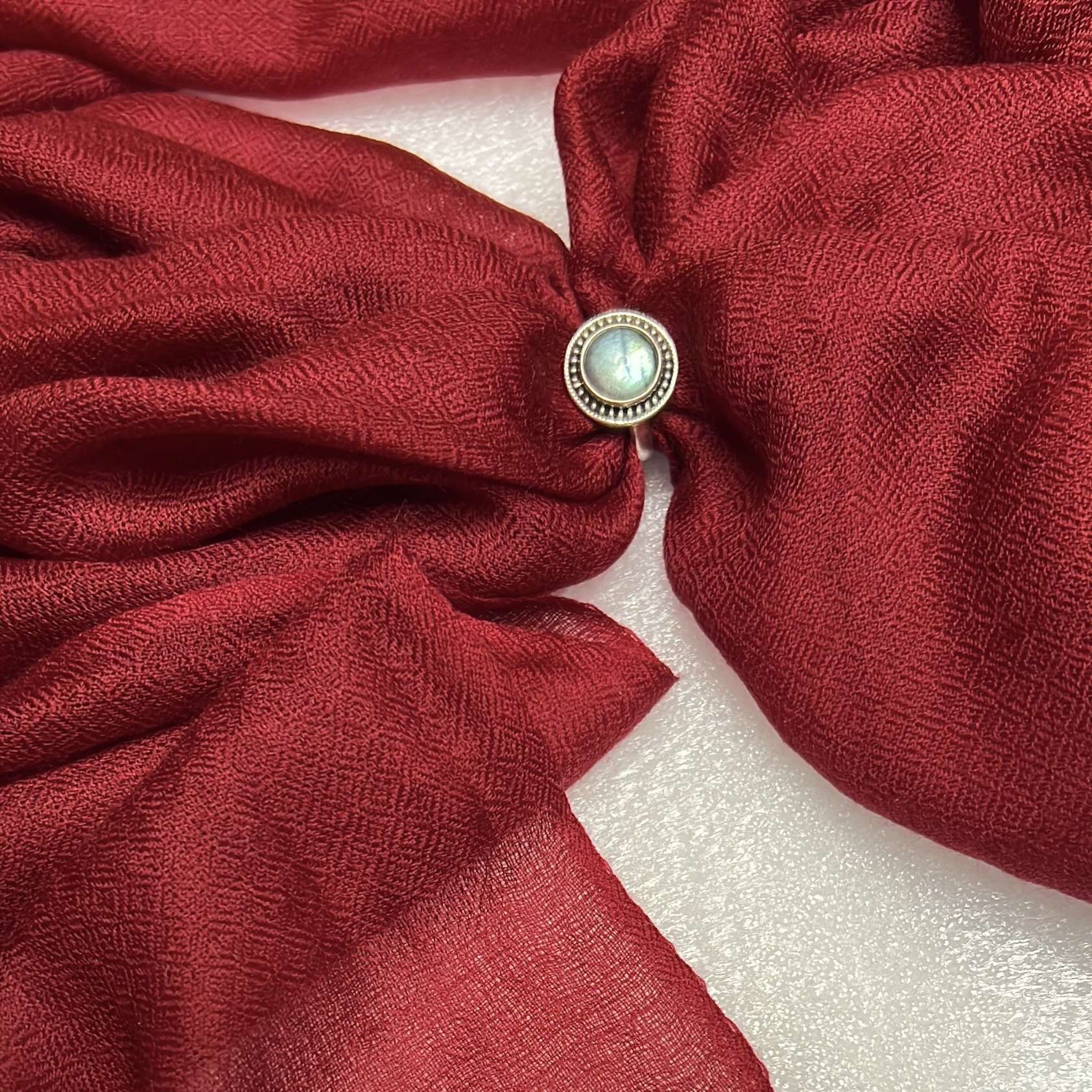 Cashmere Pashmina Shawl - Heritage Red & Mulberry - Image 2