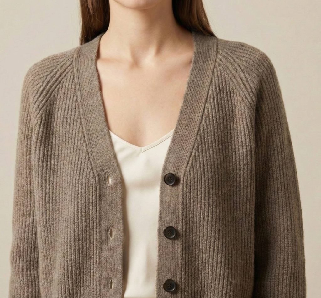 Women's Undyed Cashmere V-Neck Cardigan - Lhotse