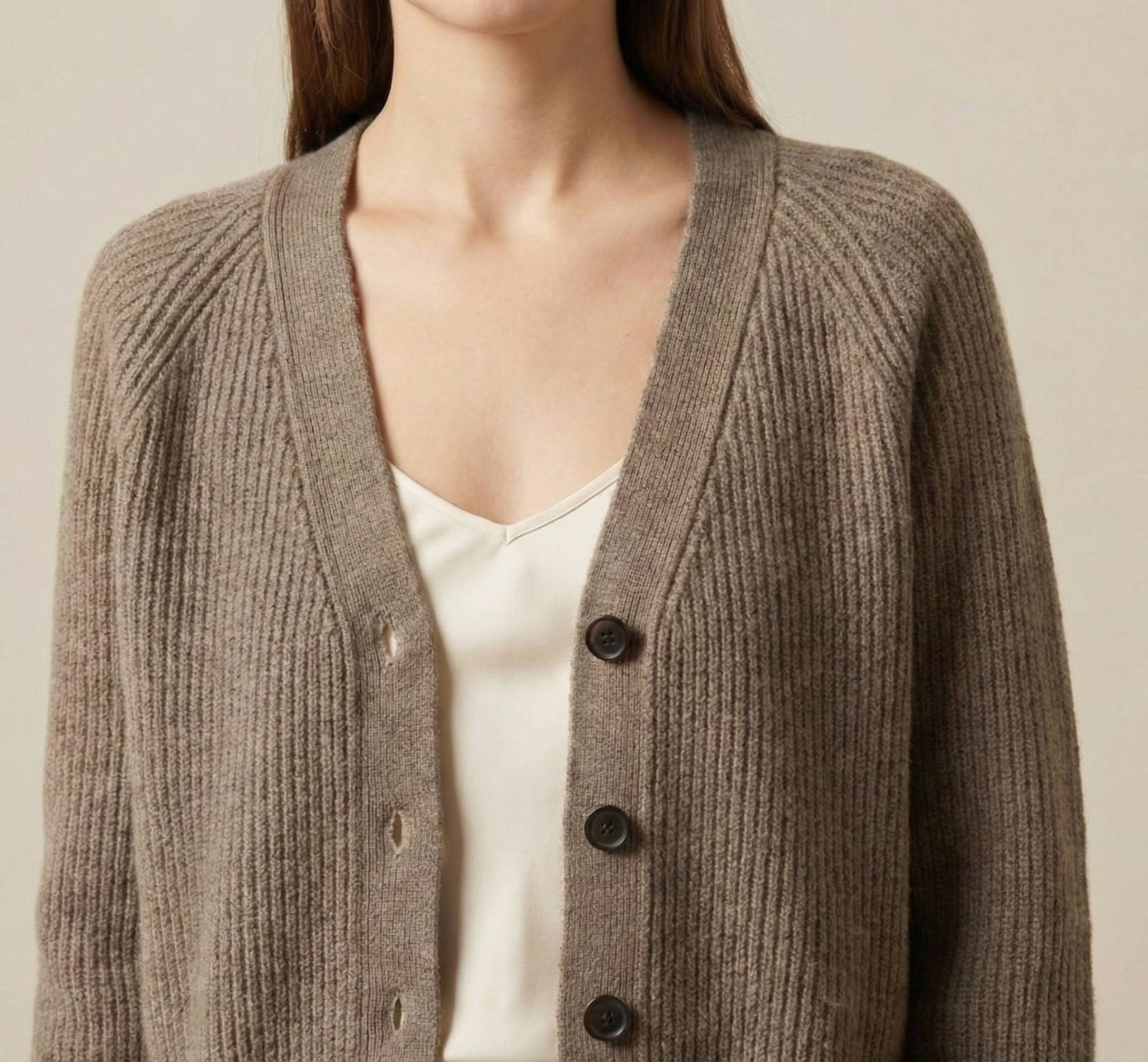 Women's Undyed Cashmere V-Neck Cardigan - Lhotse - Image 20