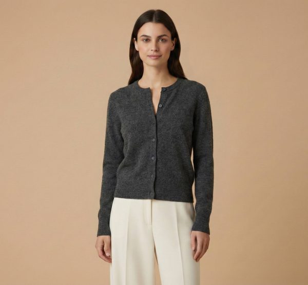 Women's Undyed Cashmere Cardigan - Pokhara Dense Knit - Image 1