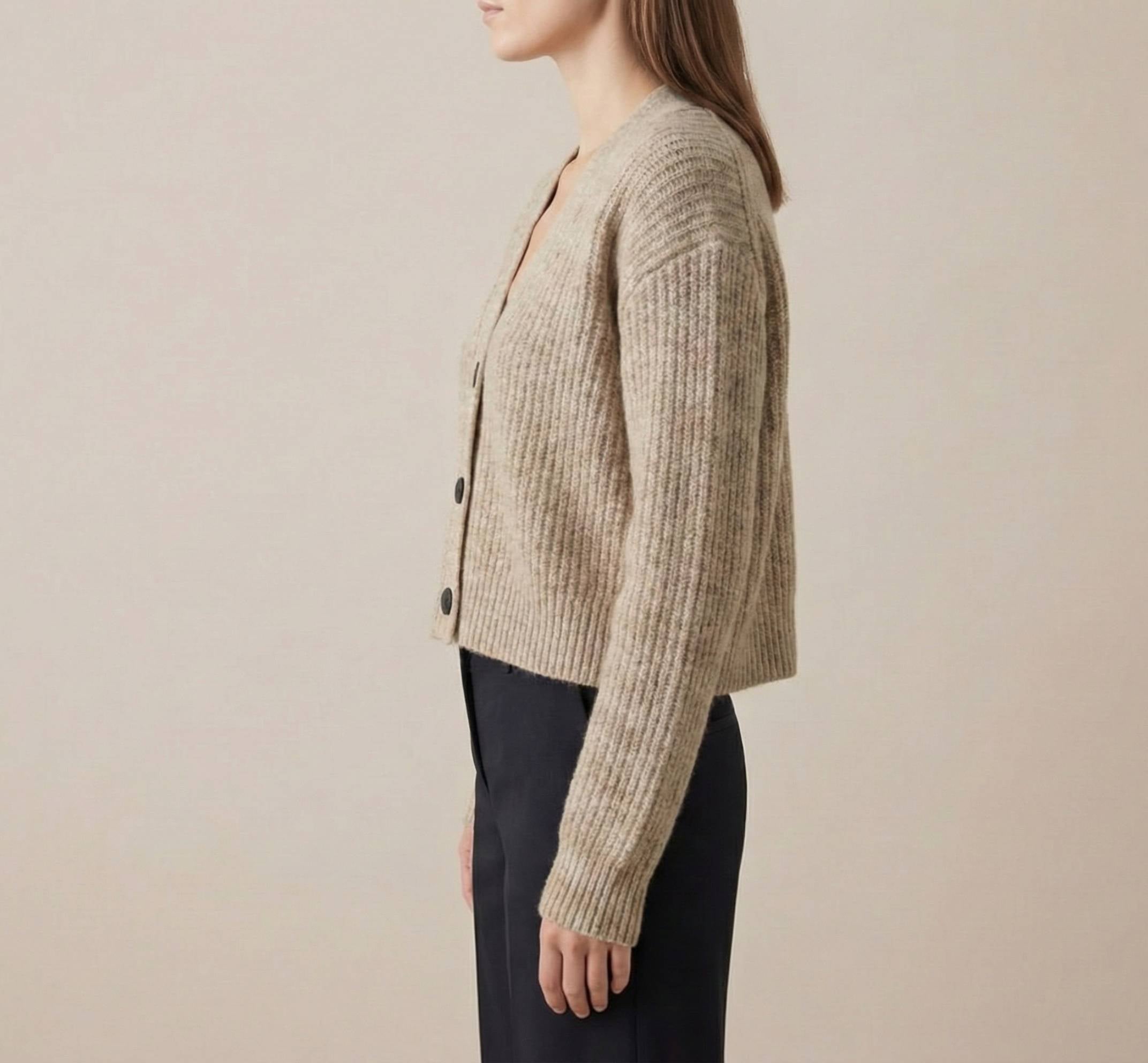 Women's Undyed Cashmere V-Neck Cardigan - Lhotse - Image 17