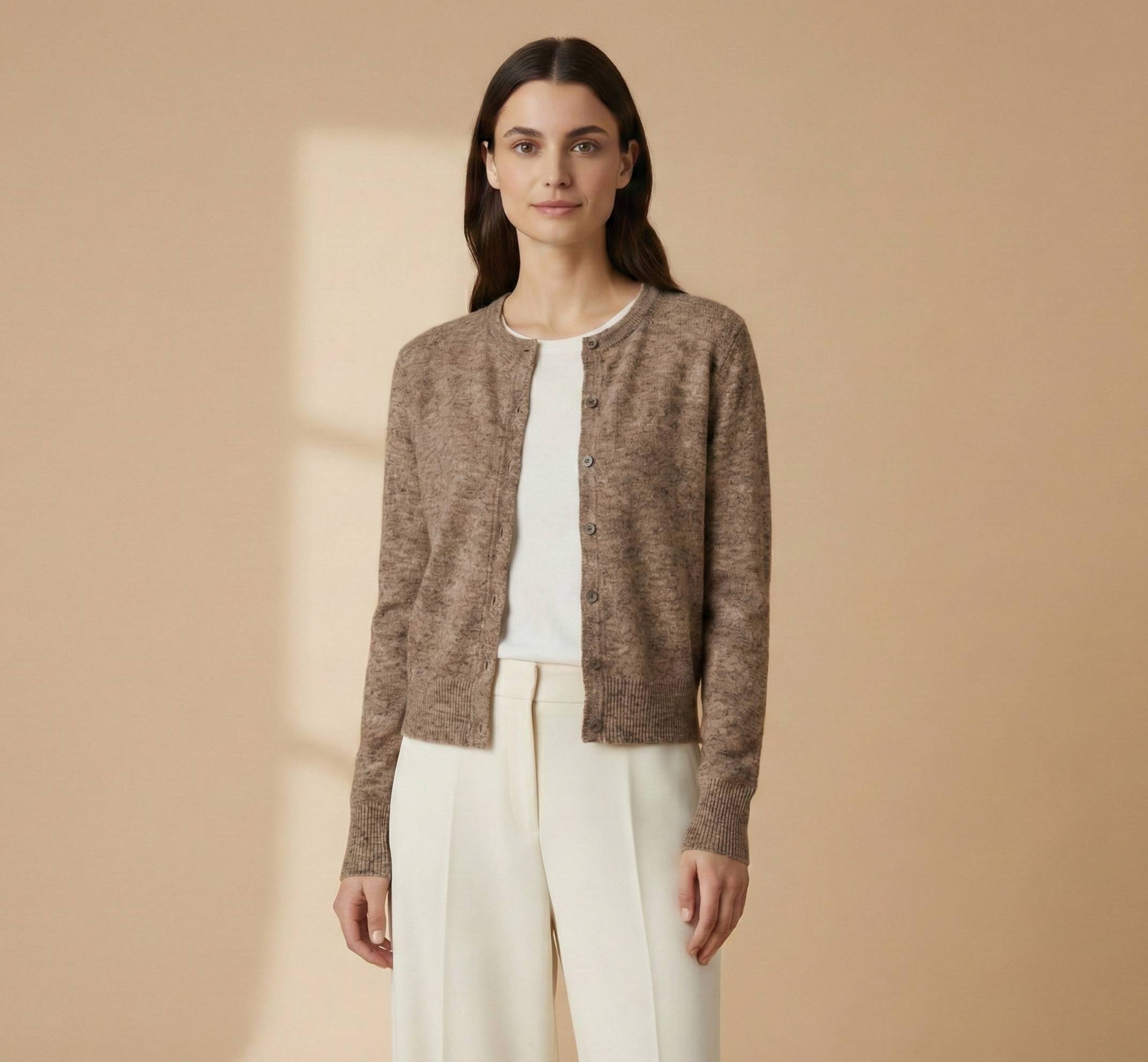 Women's Undyed Cashmere Cardigan - Pokhara Dense Knit - Image 12