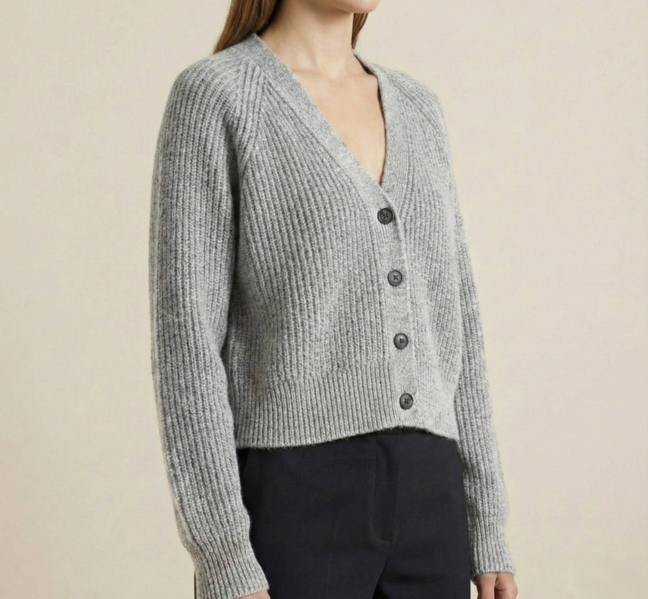 Women's Undyed Cashmere V-Neck Cardigan - Lhotse - Image 12