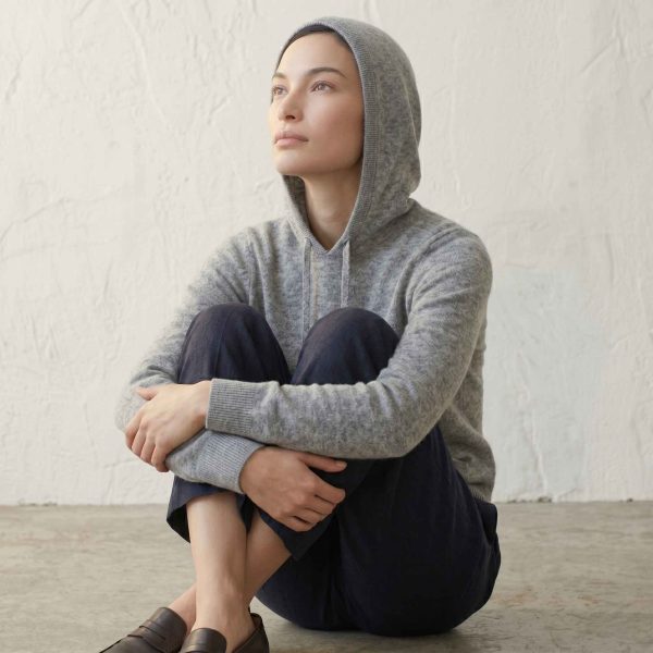 Women's Undyed Cashmere Hoodie - Natural Chyangra - Image 7