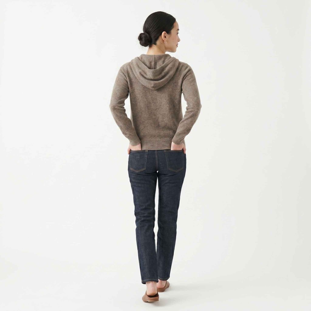 Women's Undyed Cashmere Zip Hoodie - Natural Melange
