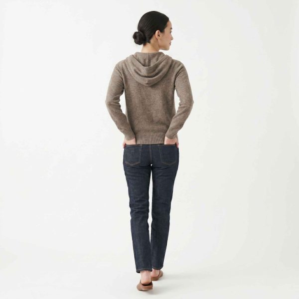 Women's Undyed Cashmere Zip Hoodie - Natural Melange - Image 20