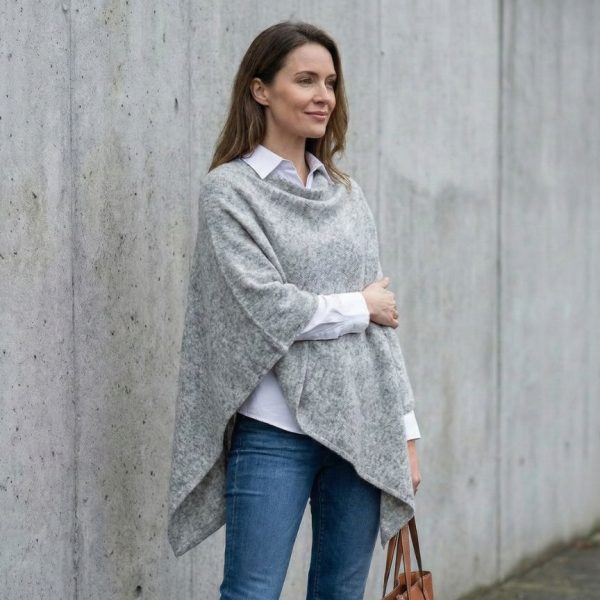 Undyed Cashmere Poncho - V-Neck, Women's - Image 3