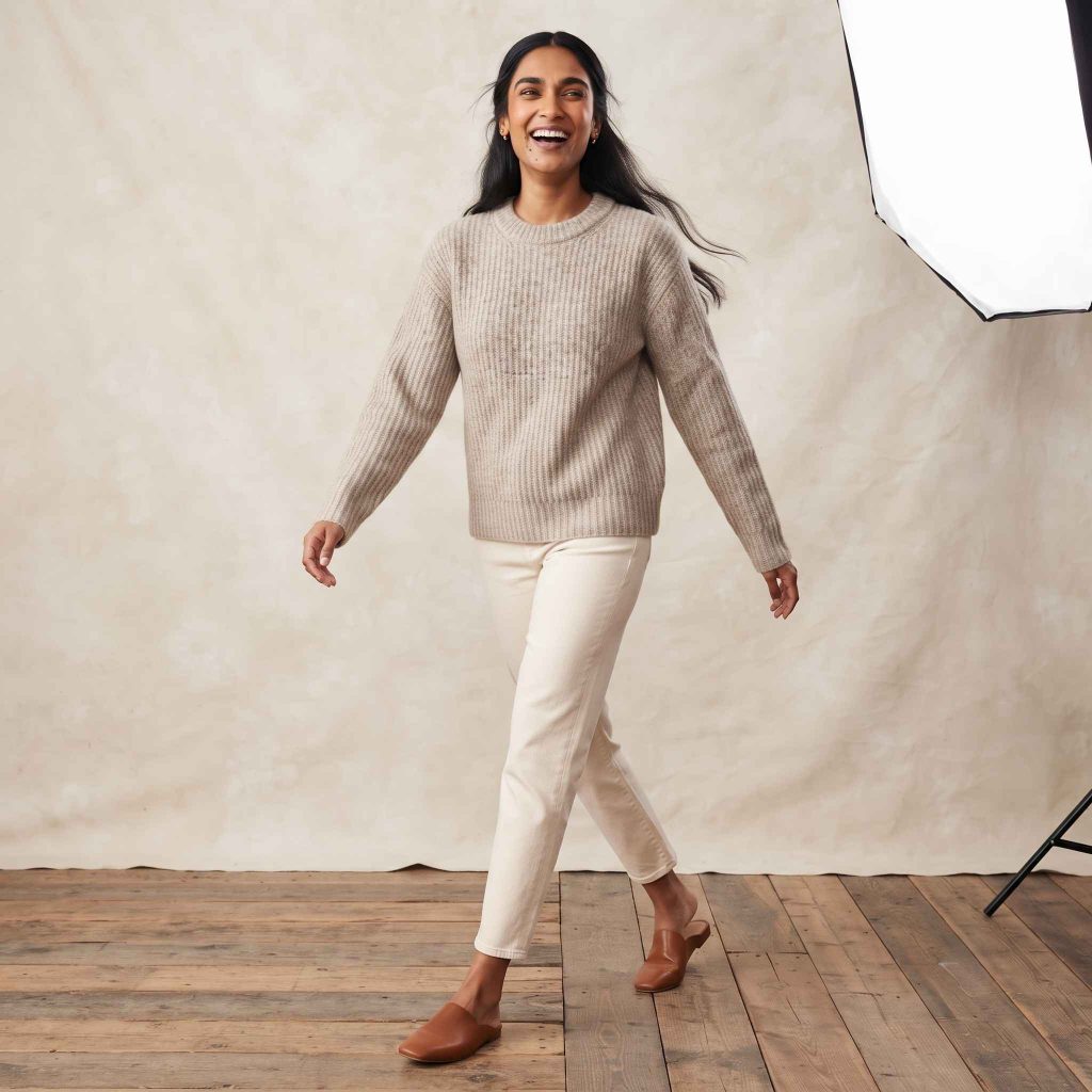 Women's Undyed Cashmere Sweater - Ella Ribbed