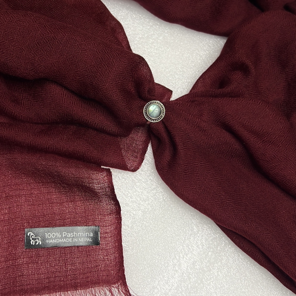 Cashmere Pashmina Shawl - Heritage Red & Mulberry - Image 8