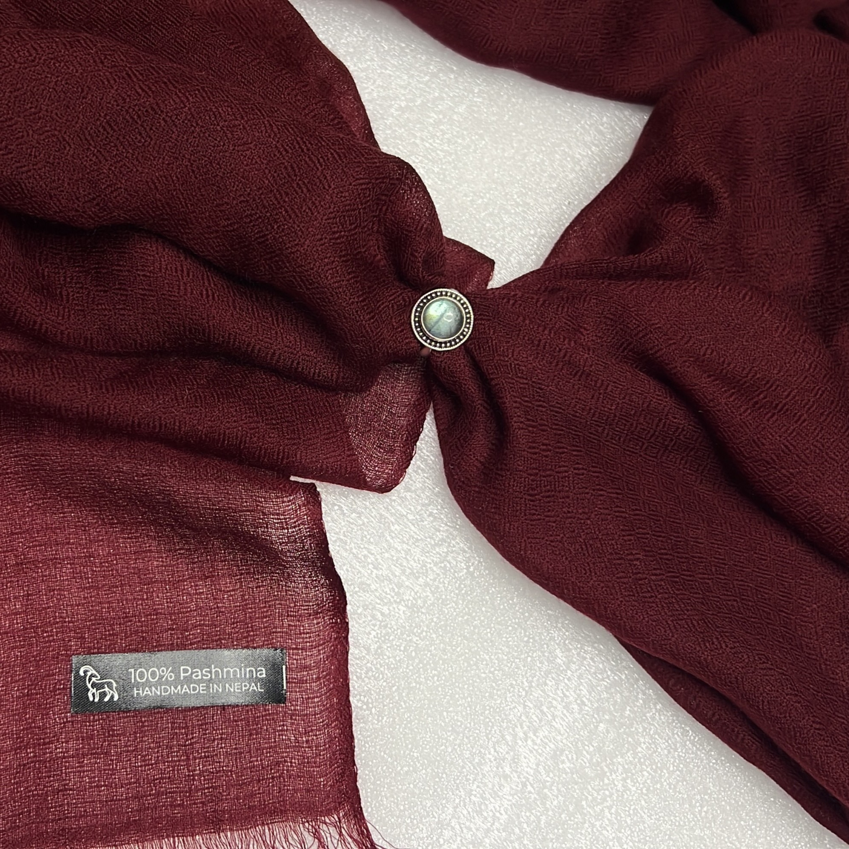 Cashmere Pashmina Shawl - Heritage Red & Mulberry - Image 8
