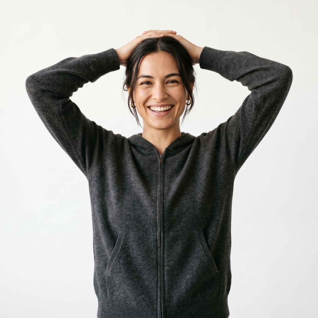 Women's Undyed Cashmere Zip Hoodie - Natural Melange