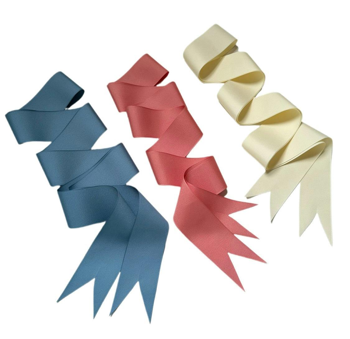 Ivory, French Blue & Coral Grosgrain Ribbon Pack - Long - Image 1