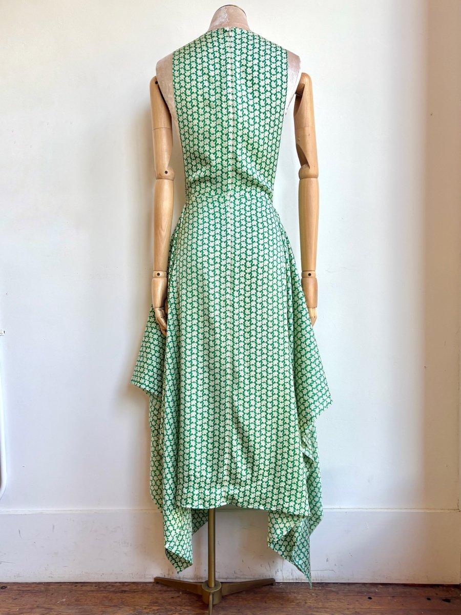 Zero-Waste Dress in Spring Green Silk Floral Pattern - Image 4