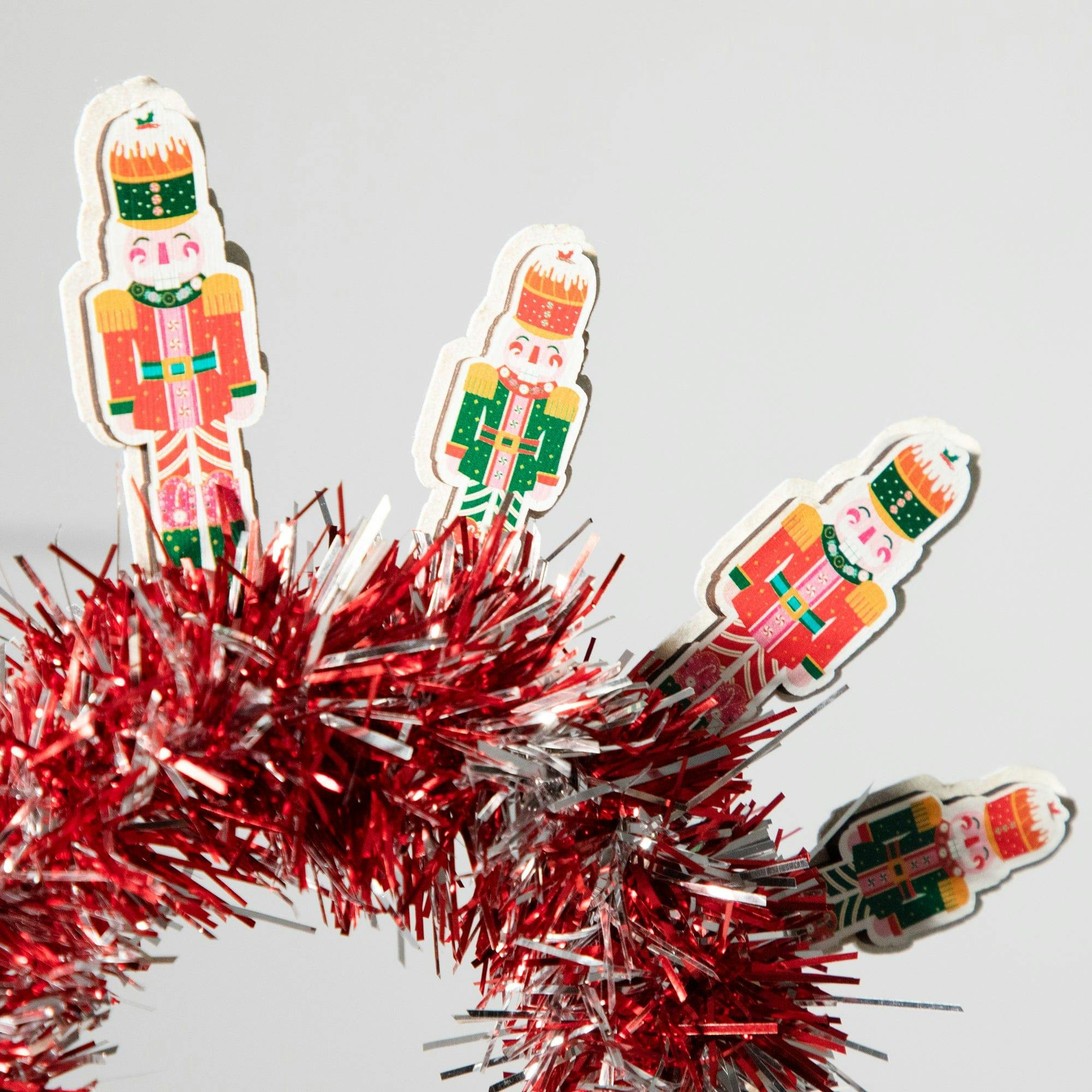 Packed Party Nutcracker Novelty Holiday Headband - Red Tinsel Headband with Mini Nutcrackers for Christmas Parties and Holiday Celebrations, One Size Fits All - Image 4