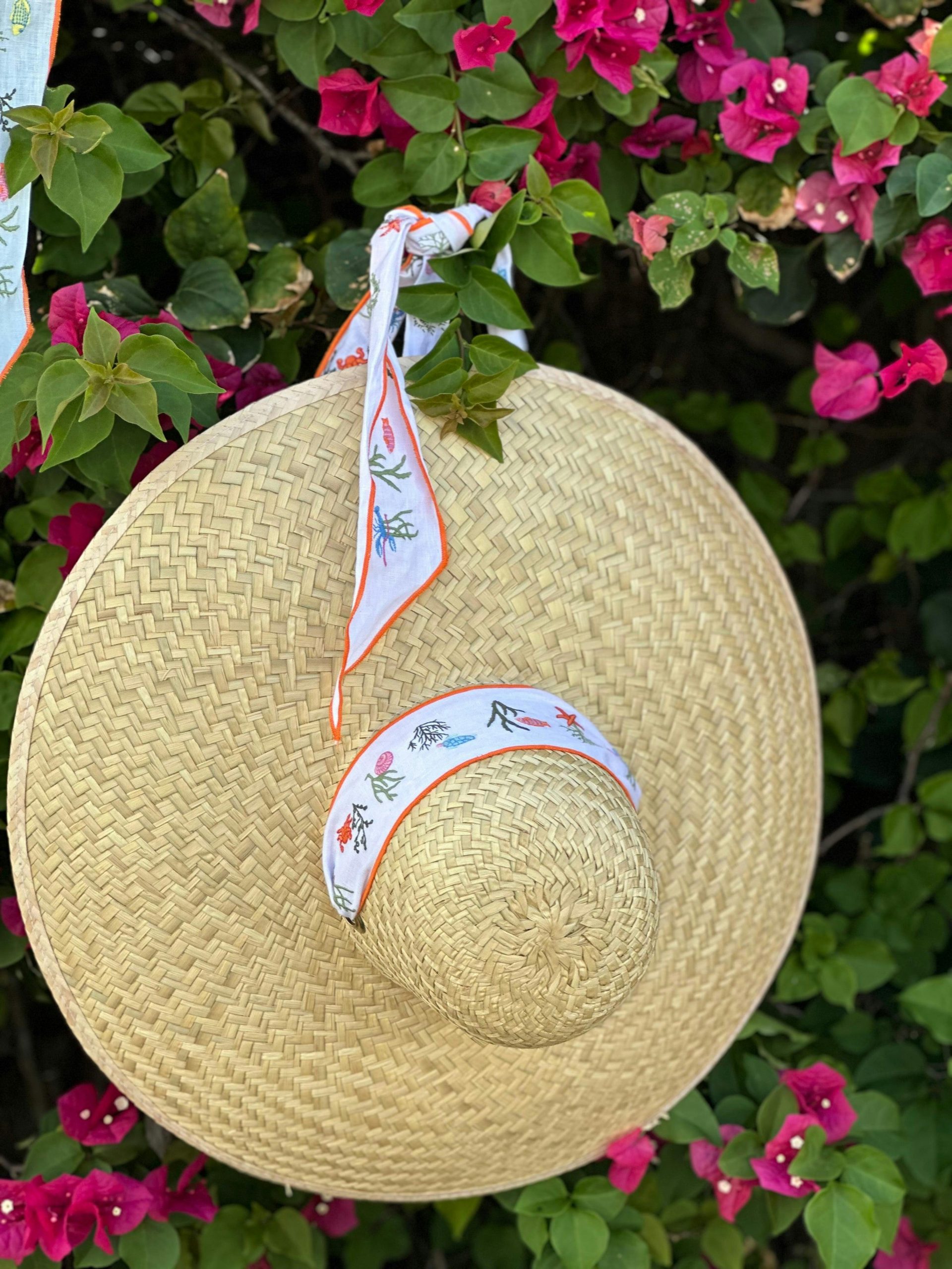 Geranium Sun Hat - Short & Wide French Blue Grosgrain Ribbon - Image 11