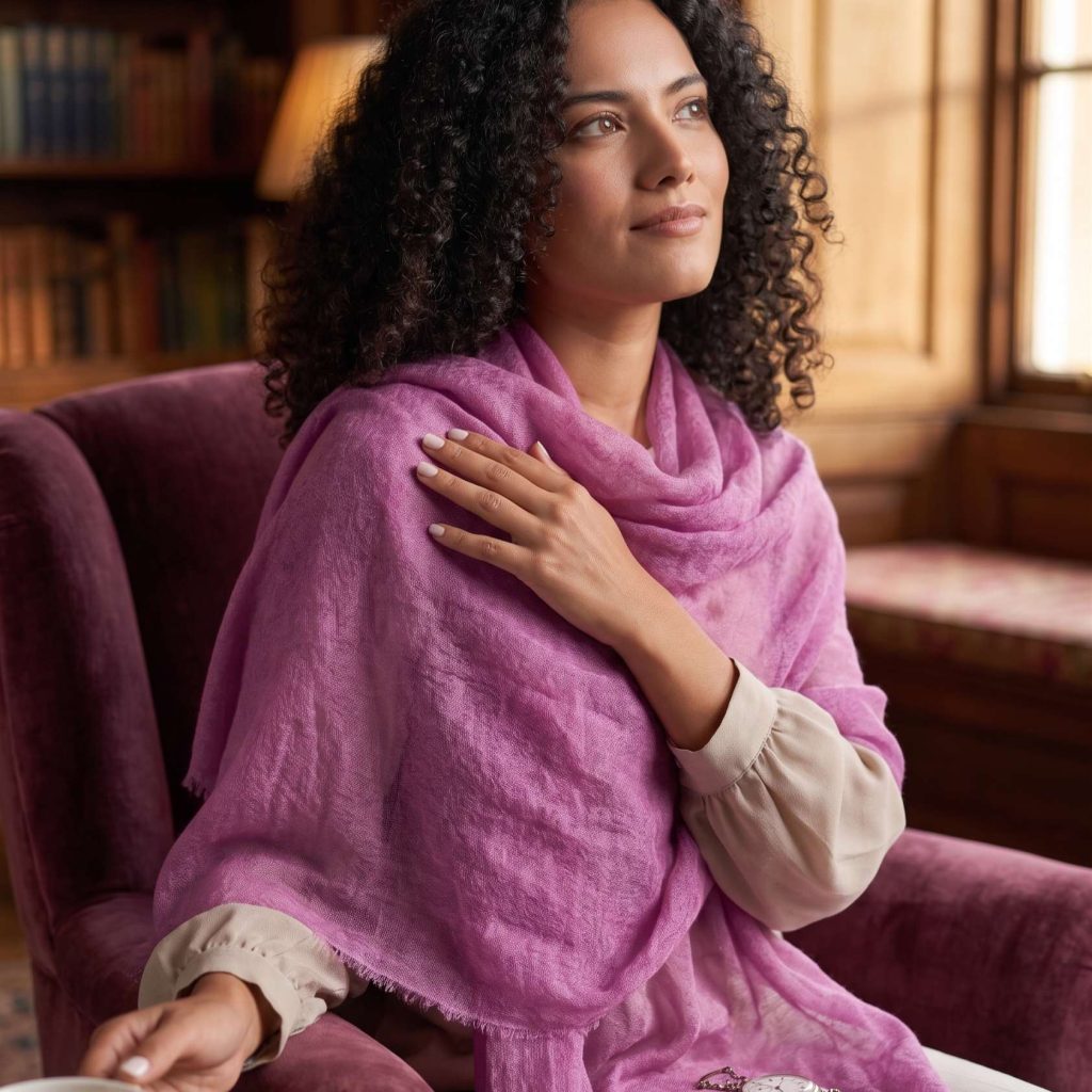 Cashmere Pashmina Shawl - Pink & Rose Heritage