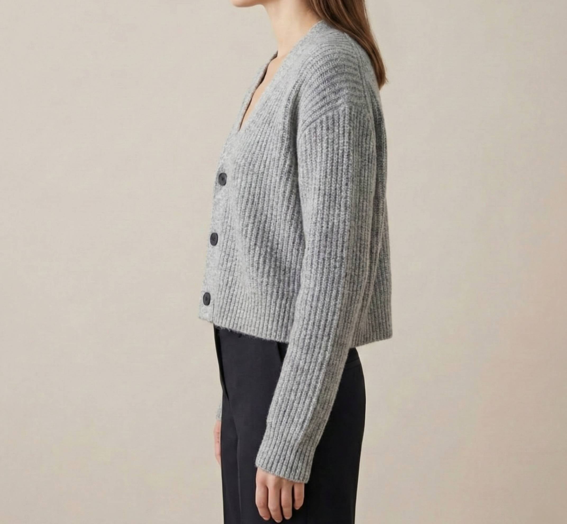 Women's Undyed Cashmere V-Neck Cardigan - Lhotse - Image 11