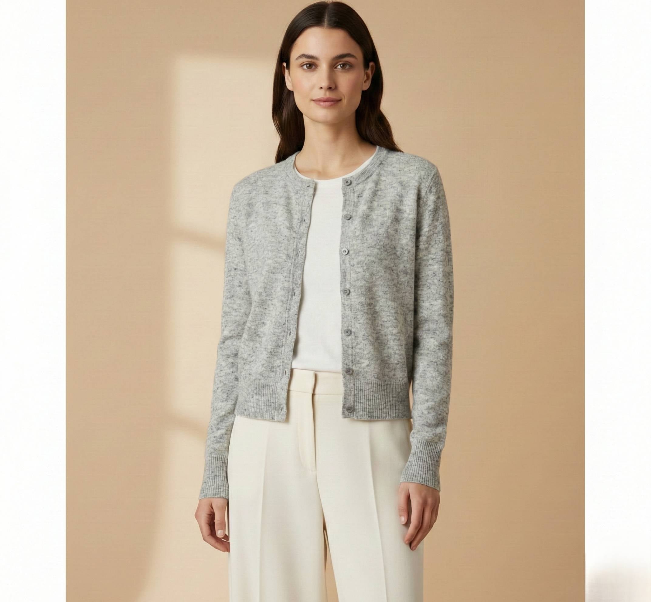 Women's Undyed Cashmere Cardigan - Pokhara Dense Knit - Image 4