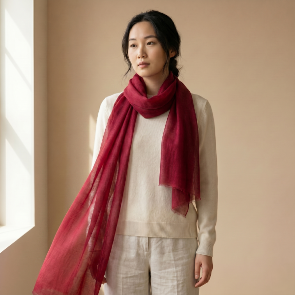 Cashmere Pashmina Shawl - Heritage Red & Mulberry - Image 15