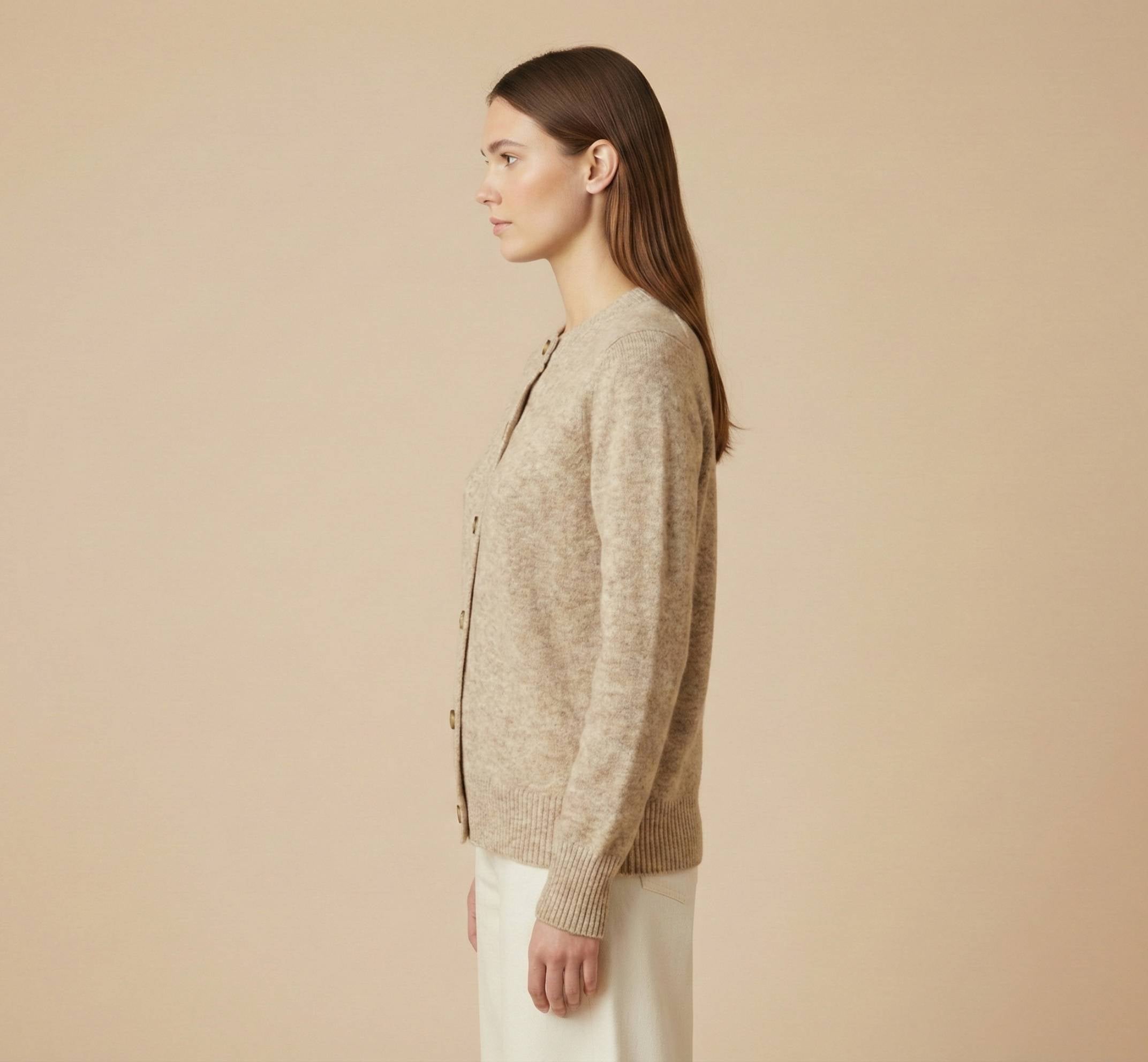 Women's Undyed Cashmere Cardigan - Pokhara Dense Knit - Image 10