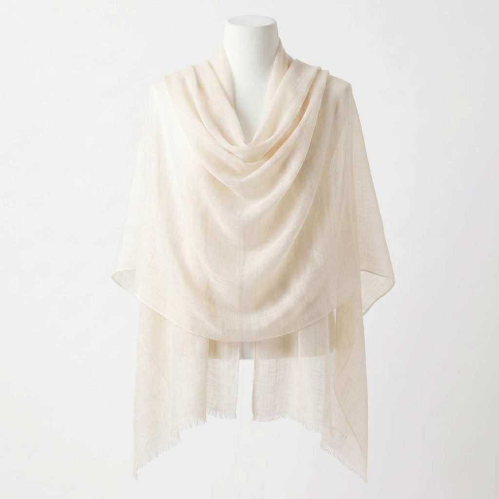 Cashmere Pashmina Shawl - Mustang Everest White