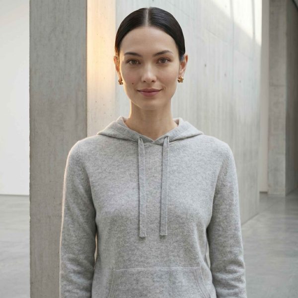 Women's Undyed Cashmere Hoodie - Natural Chyangra - Image 14