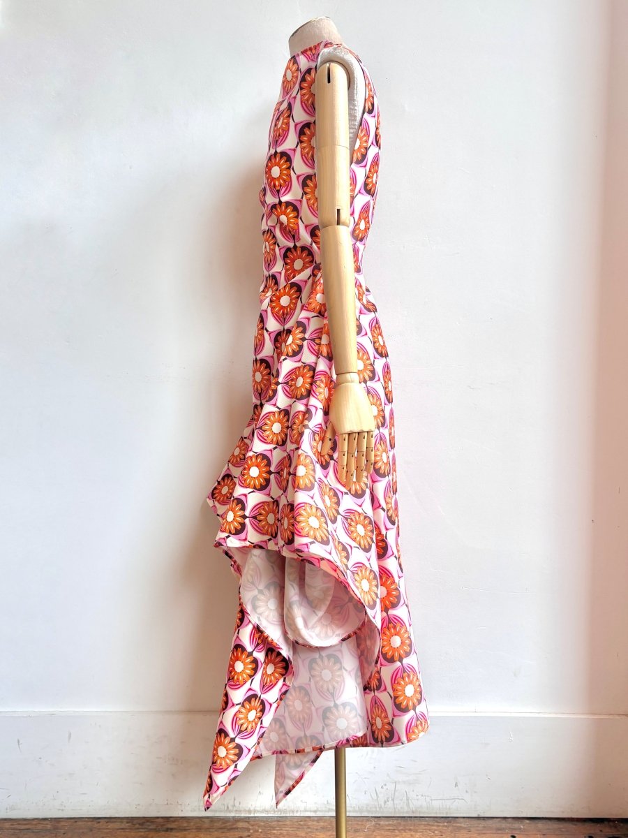Zero-Waste Dress in Orange Blossom and Pink Iris Pattern - Image 2