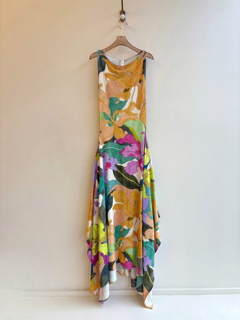 Zero-Waste Dress in Bright Tropical Floral